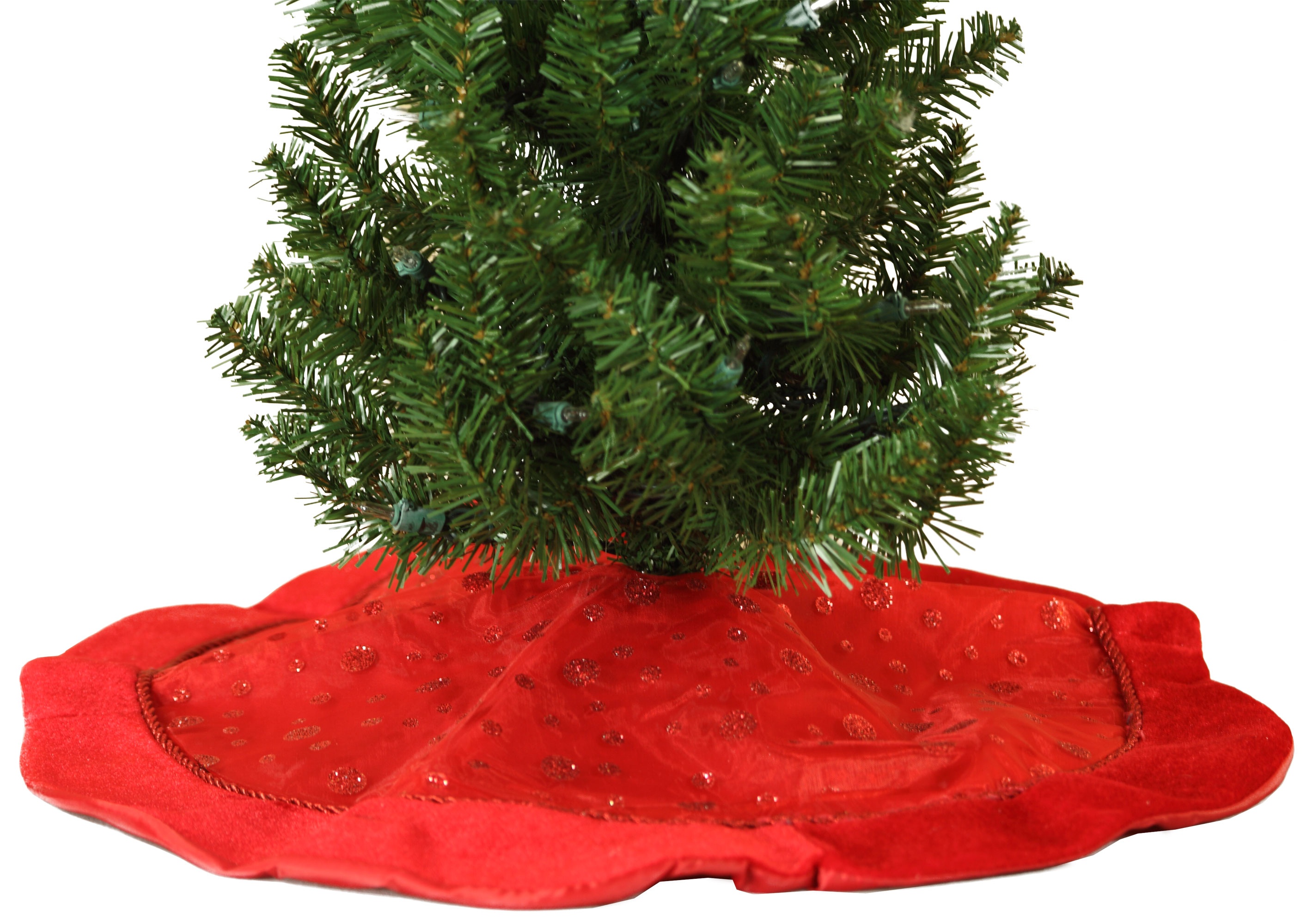 thumbnail image 2 of FINPAC Red Plaid Christmas Tree Skirt – Fintie Polyester Xmas Skirt For New Years 2 of 4