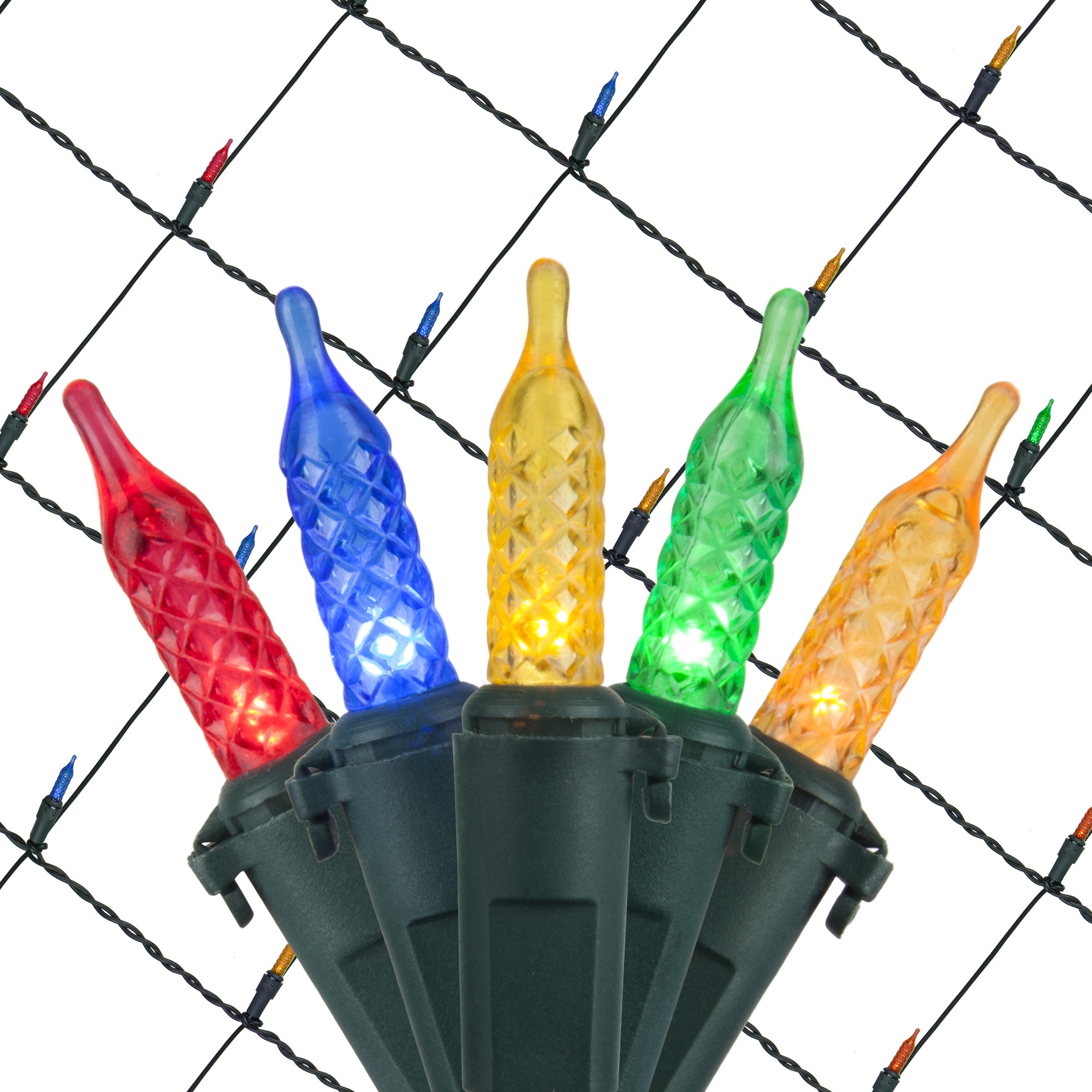 LED Net Lights M5 4'x6' Multicolored LED Net Lights, Green Wire