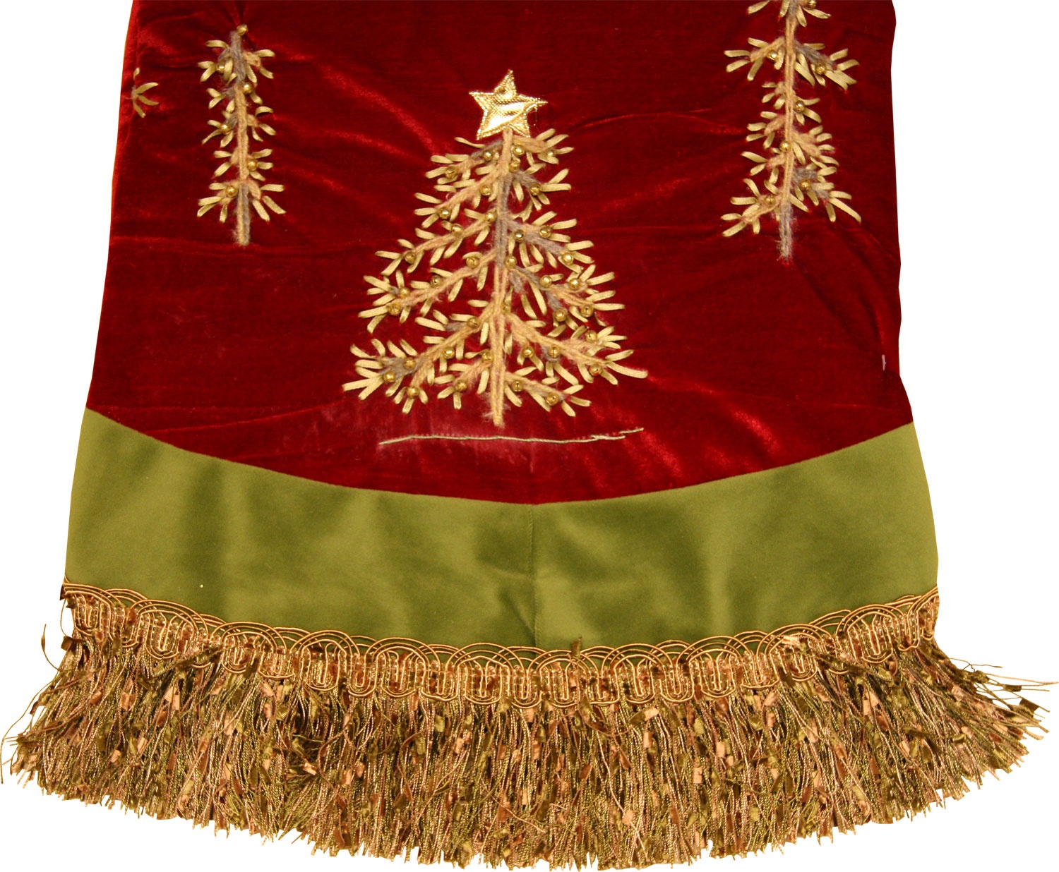 22157 burgundy and green tassel christmas tree skirt jpg 22157 burgundy and green tassel christmas tree skirt jpg