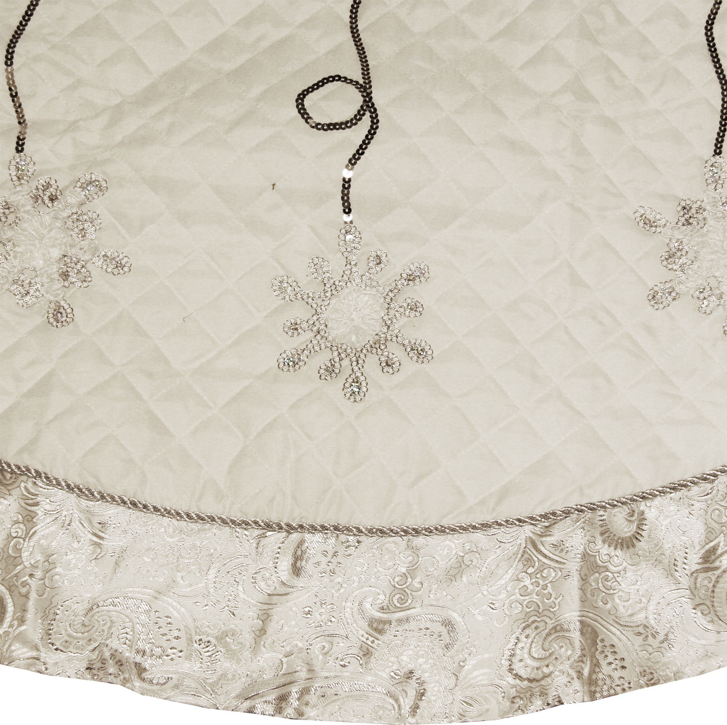 Tree Skirts 48" White Christmas Tree Skirt with Silver Trim