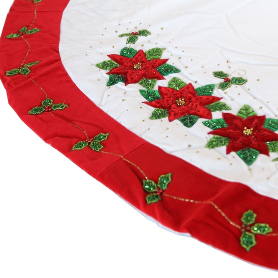 tree skirts 56 quot white tree skirt with poinsettia design tree skirts 56 quot white tree skirt with poinsettia design
