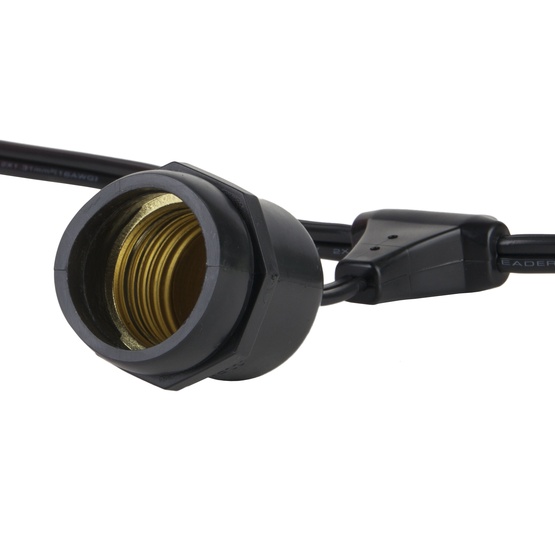 Outdoor Patio String Lights - 330 E26 Commercial Patio Light Stringer, SPT2 Black Wire, 24