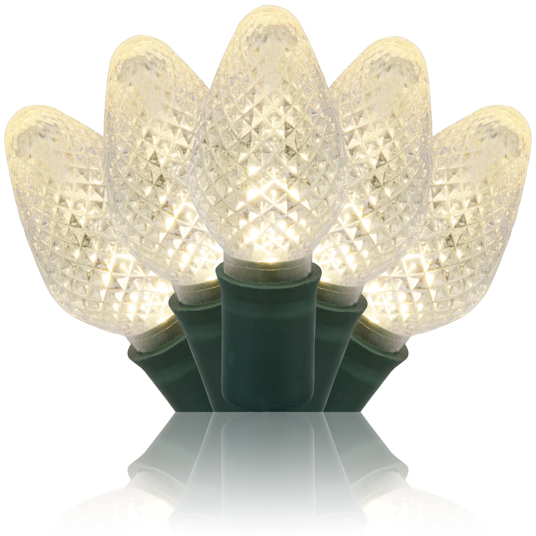 25 C7 Warm White LED Christmas Lights, 8" Spacing