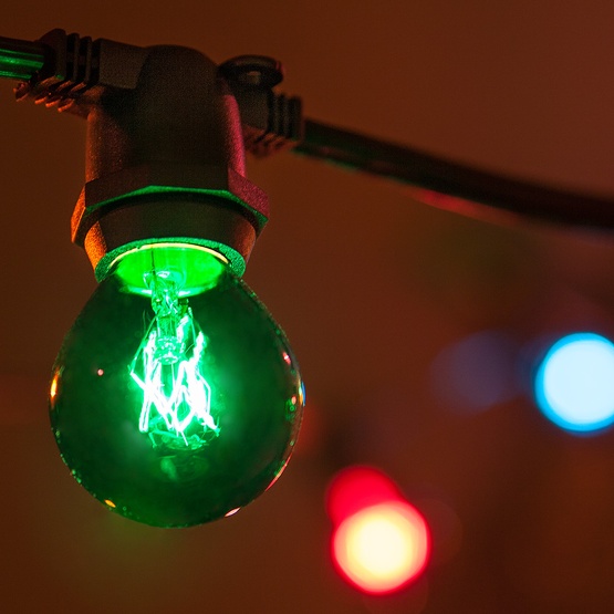 Patio Lights - Commercial Multicolor Party Lights, 75 S11 E17 Bulbs Black Wire