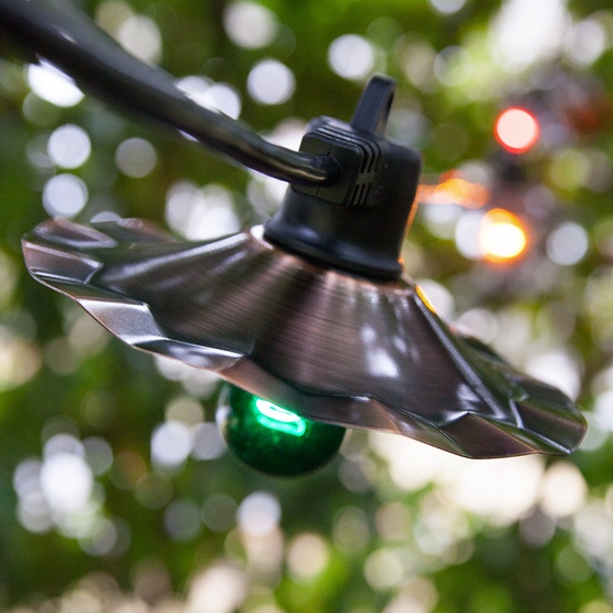 Patio Lights - Commercial Multicolor Party Lights, 15 S14 E26 Bulbs Black Wire