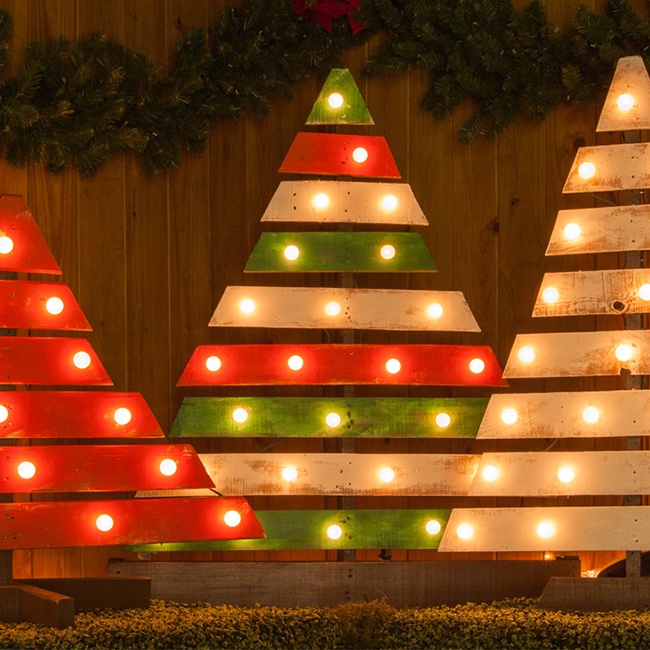 DIY Christmas Trees With Marquee Lights