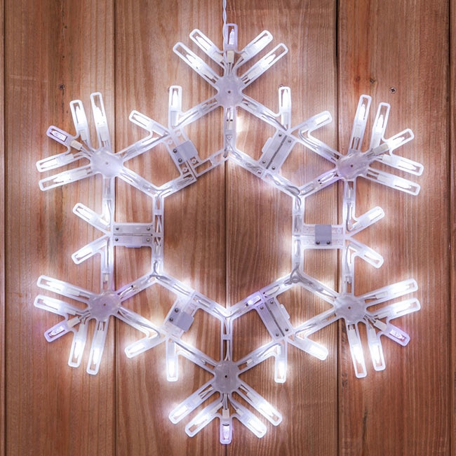 Snowflakes & Stars - 16 Cool White LED Snowflake with Clear Reflective  Acrylic Center