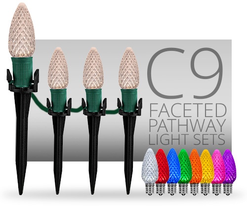 C9 Faceted Christmas Pathway Lights