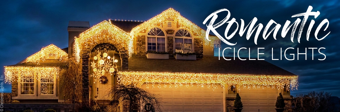 traditional icicle lights on roofline