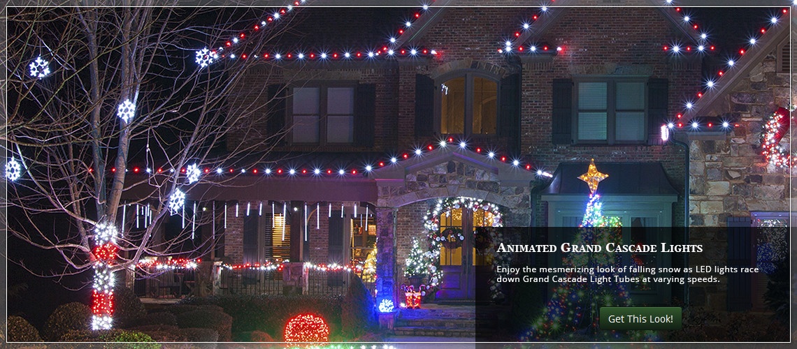 Outdoor Christmas Lights Ideas For The Roof Animated Christmas Roof Lights Using Grand Cascade Light S
