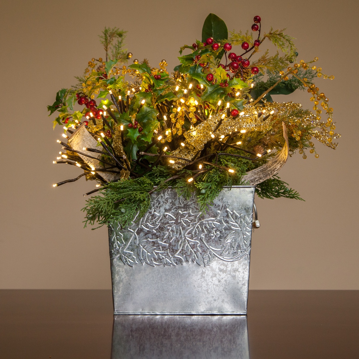 Christmas Flower Decoration with Starburst Lighted Branches