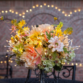 Spring Flowers and Lighted Branches