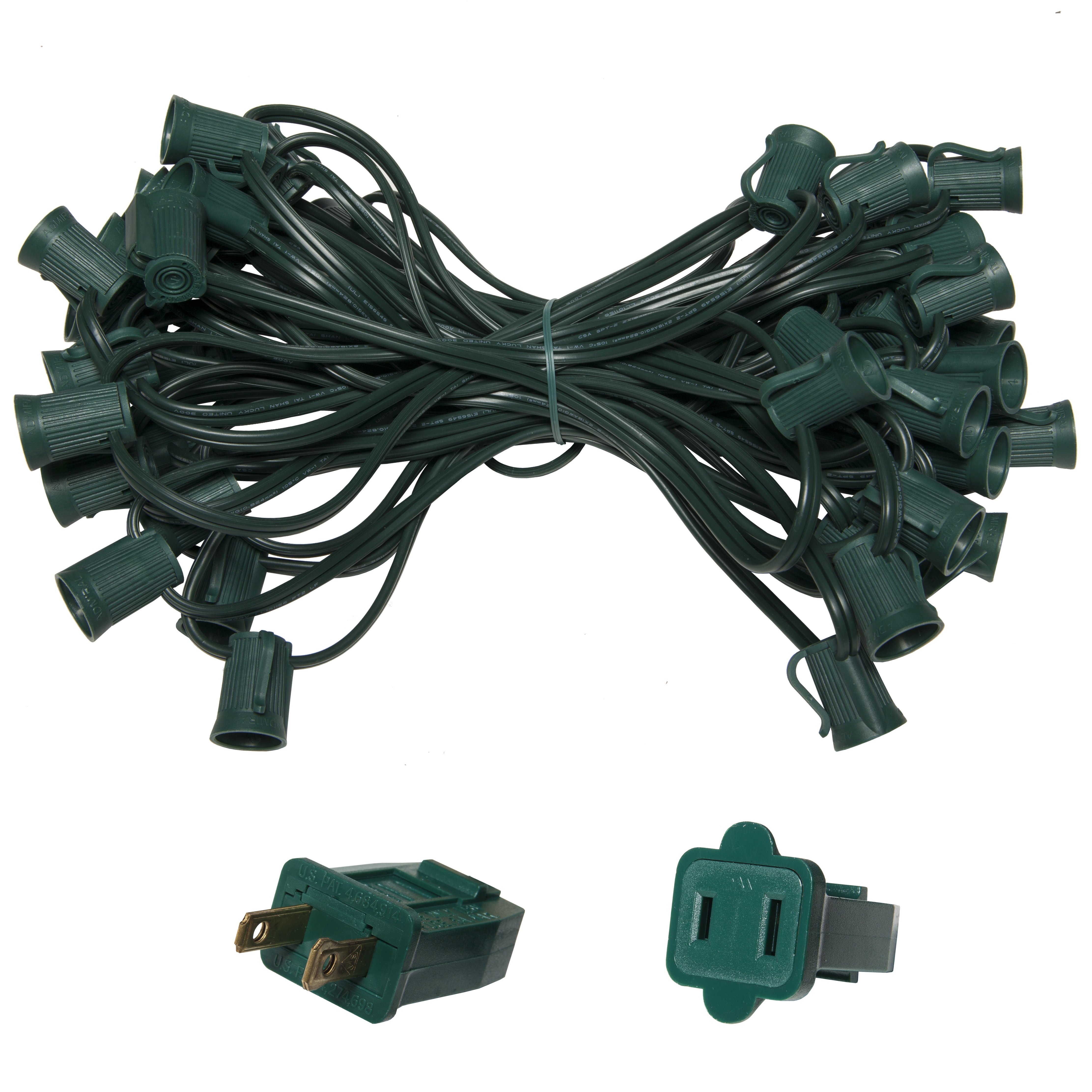 C9 Christmas Lights 50' C9 Commercial Light Stringer, SPT1W Green