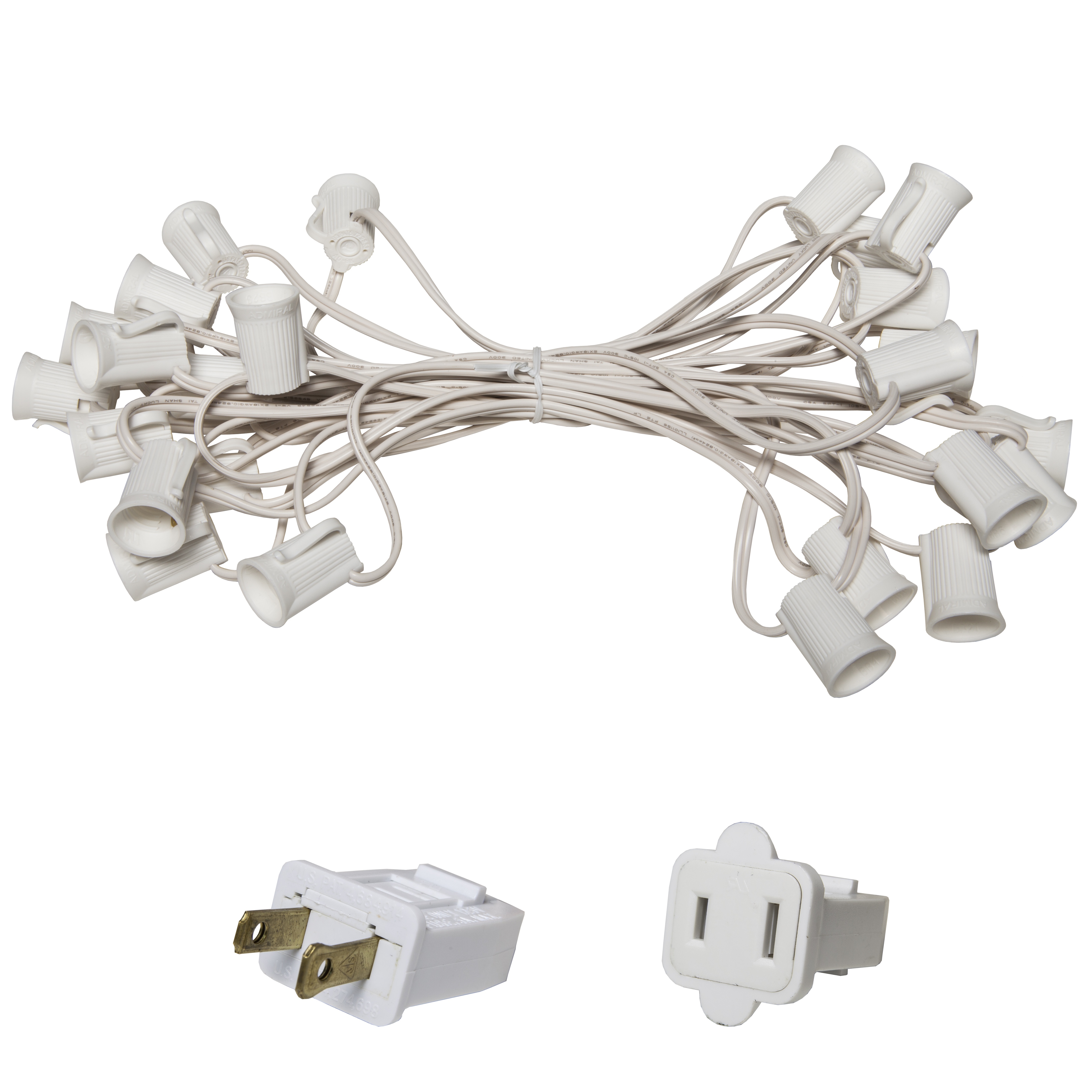 C9 Christmas Lights 25' C9 Commercial Light Stringer, SPT2W White