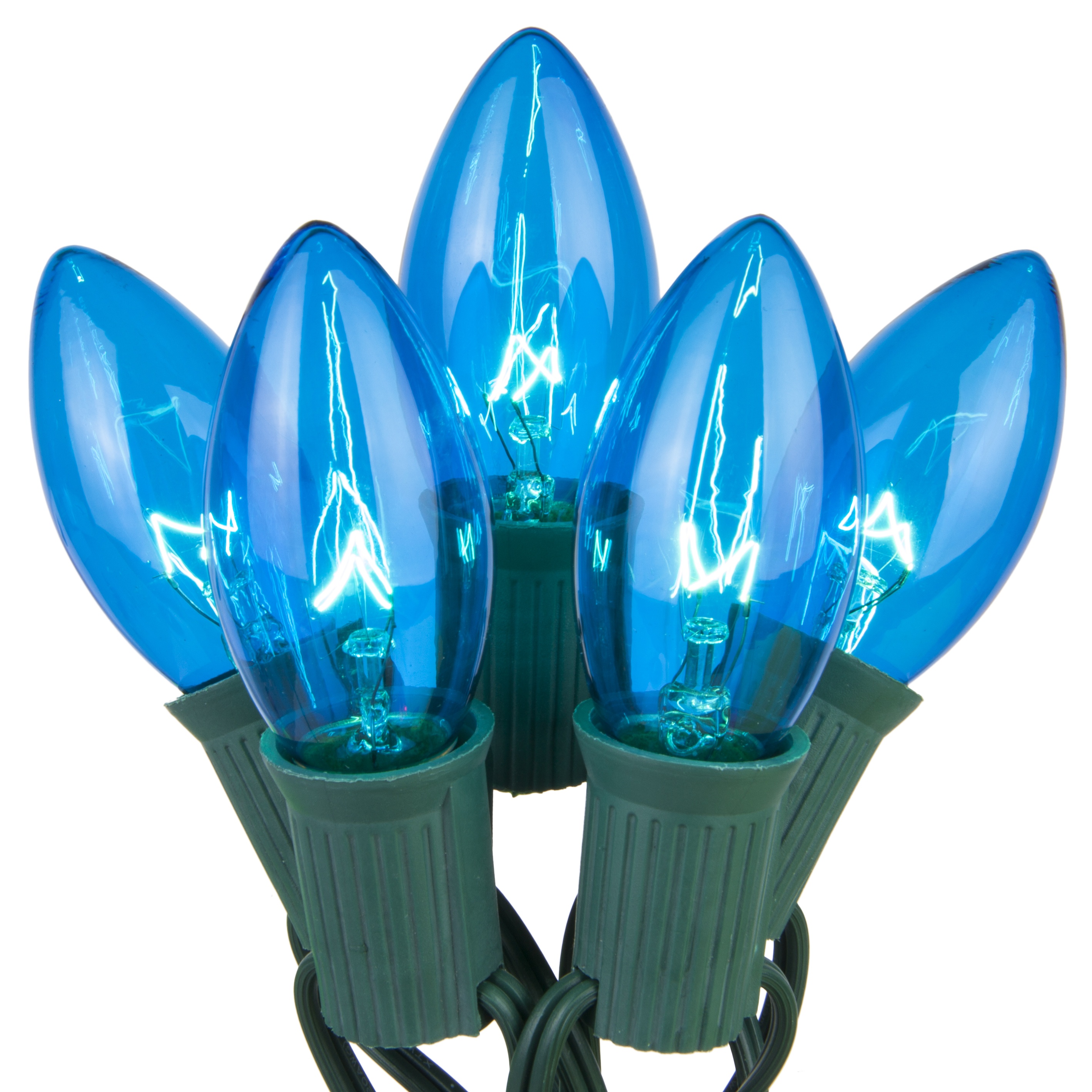 C9 Christmas Lights - 25 C9 Transparent Blue Christmas Lights
