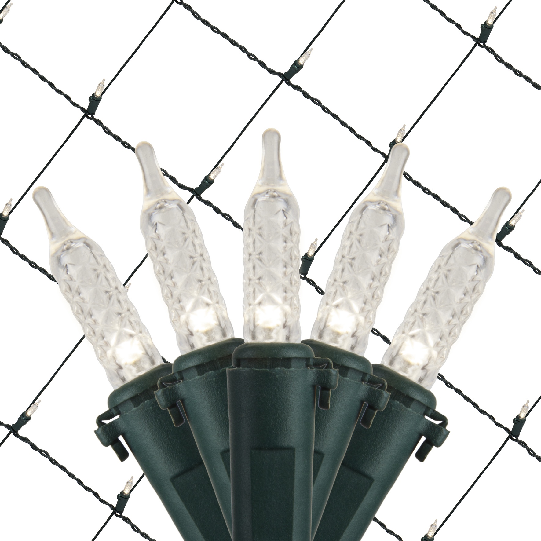 LED Net Lights M5 4'x6' Pure White LED Net Lights, Green Wire