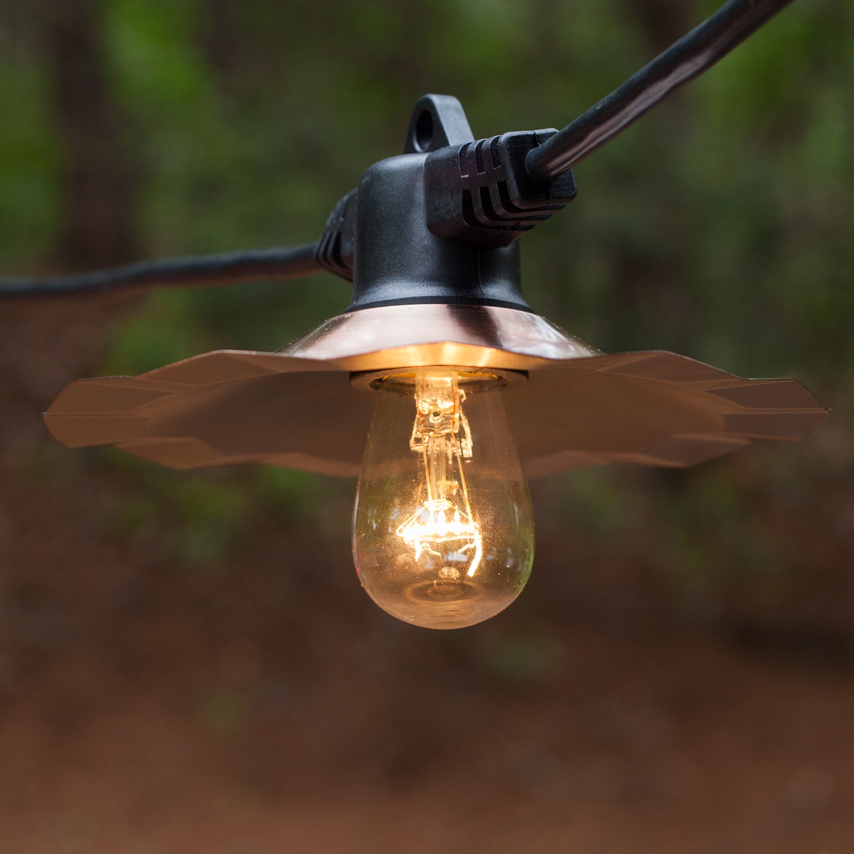 Patio Lights - Commercial Clear Patio String Lights, 7 S14 E26 Bulbs Black Wire