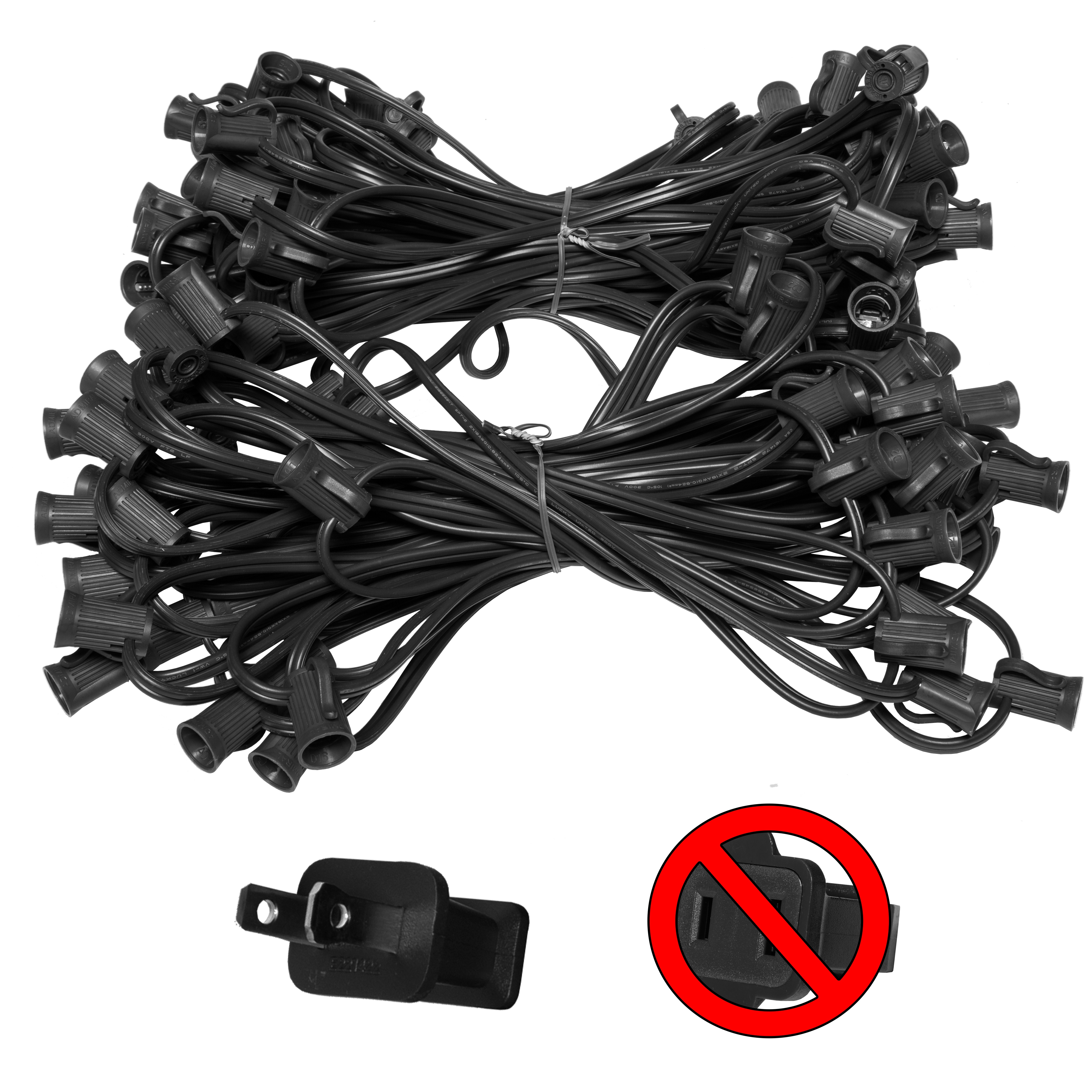 C7 Christmas Lights 100' C7 Commercial Light Stringer, SPT2 Black
