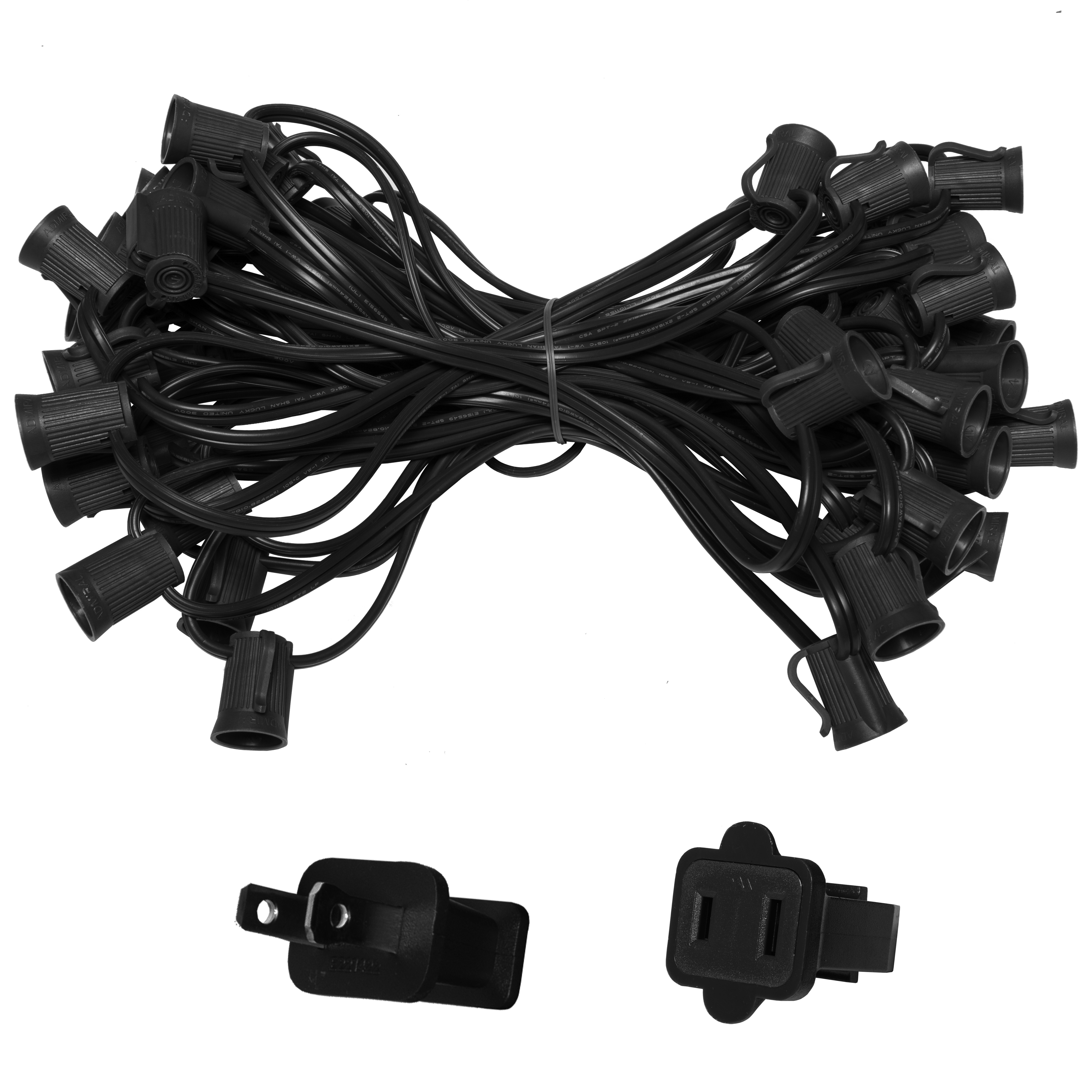 C9 Christmas Lights 50' C9 Commercial Light Stringer, SPT2 Black Wire