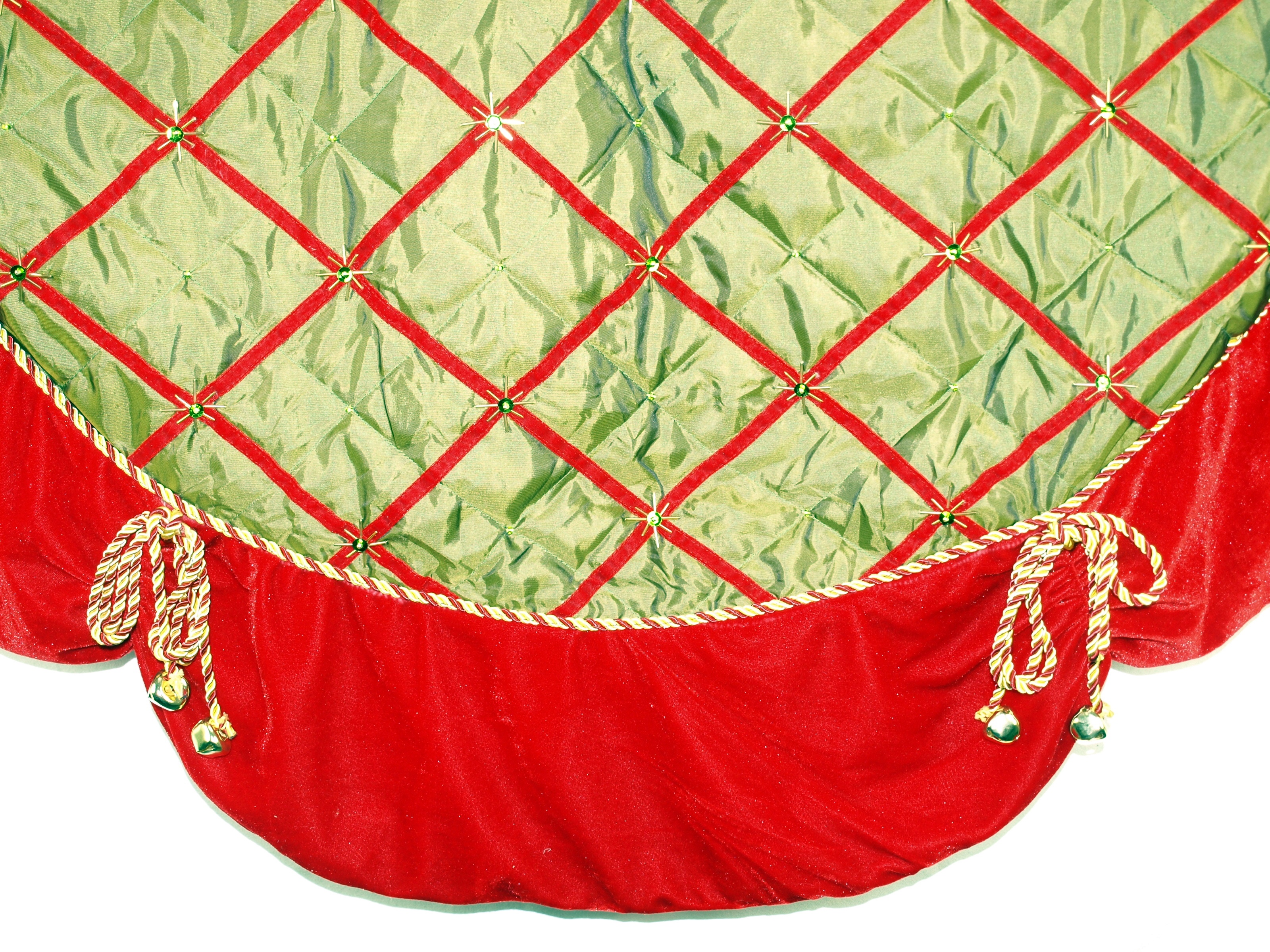Tree Skirts 56" Green Satin Tree Skirt with Bells