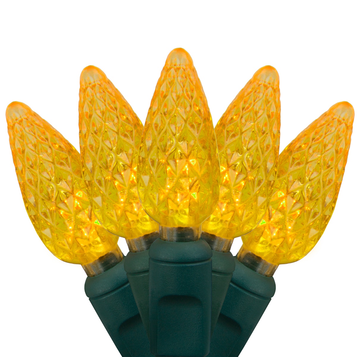 LED Christmas Lights 70 C6 Gold LED String Lights, 4" Spacing