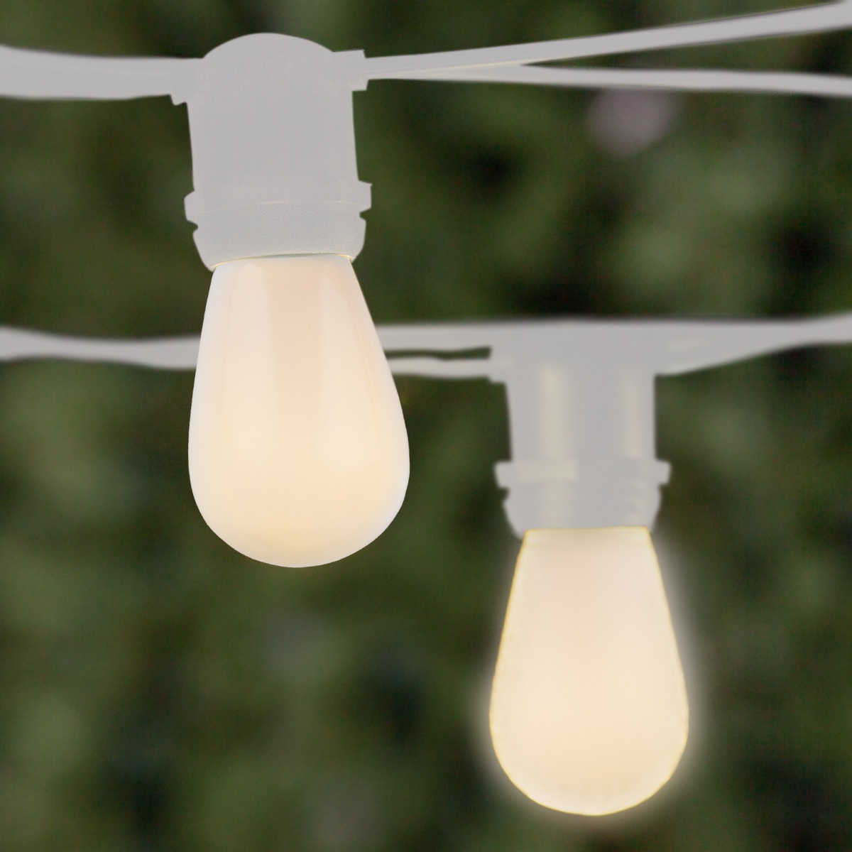 Patio Lights White Patio String Lights, S14 Bulbs on White Wire