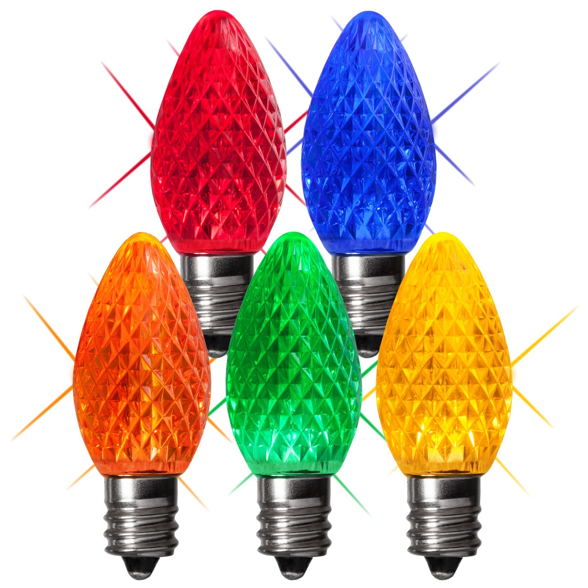 Kringle Traditions TM C7 Twinkle Multicolor LED Christmas Light Bulbs