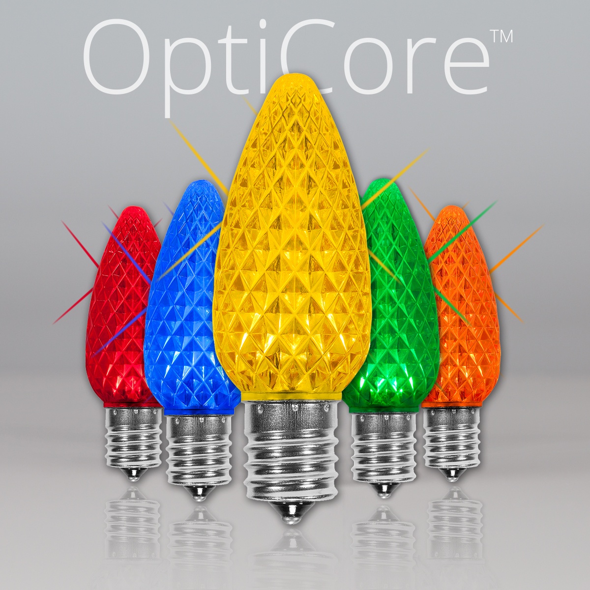 C9 Twinkle Multicolor OptiCore LED Christmas Light Bulbs