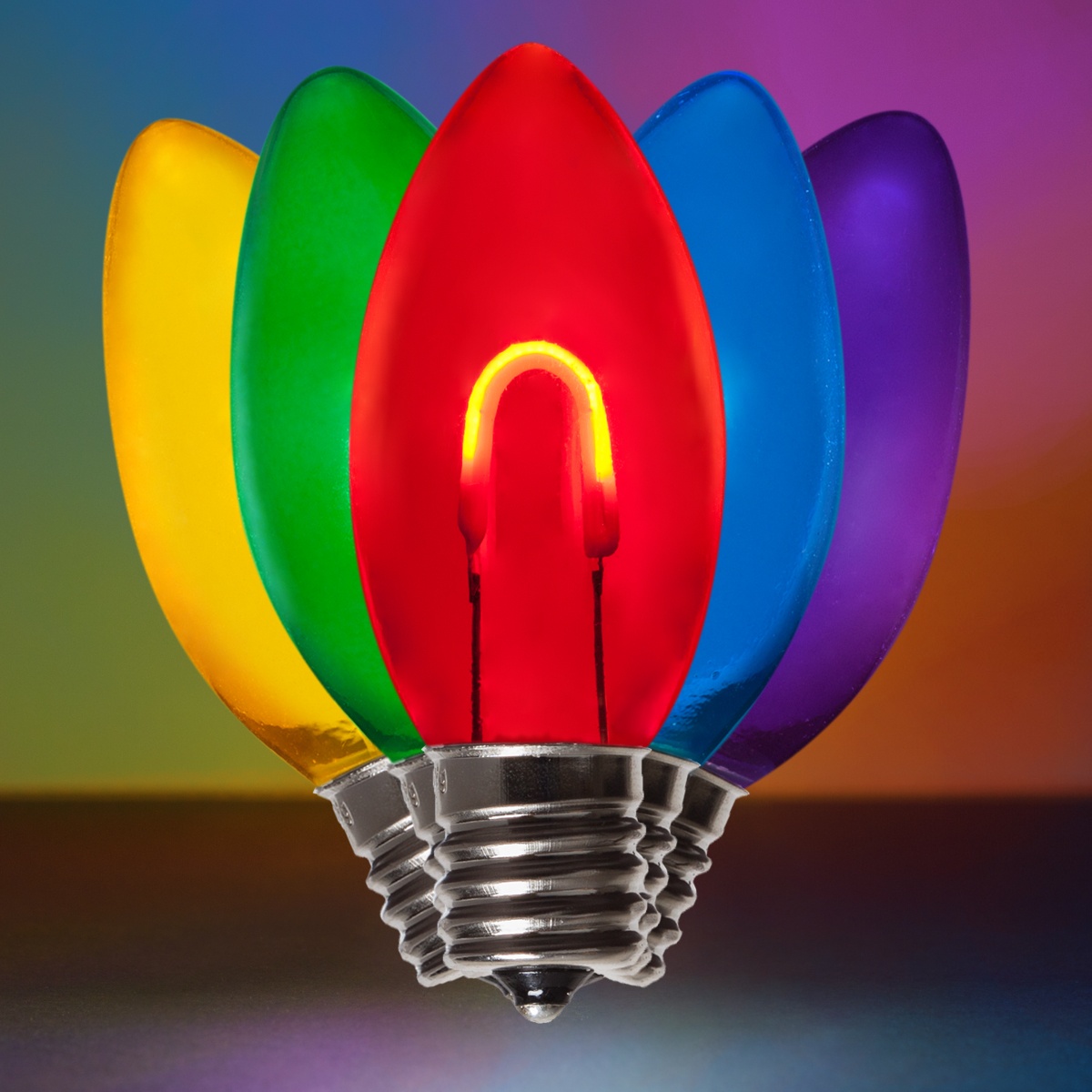 C9 Multicolor Shatterproof FlexFilament LED Vintage Christmas Light Bulbs