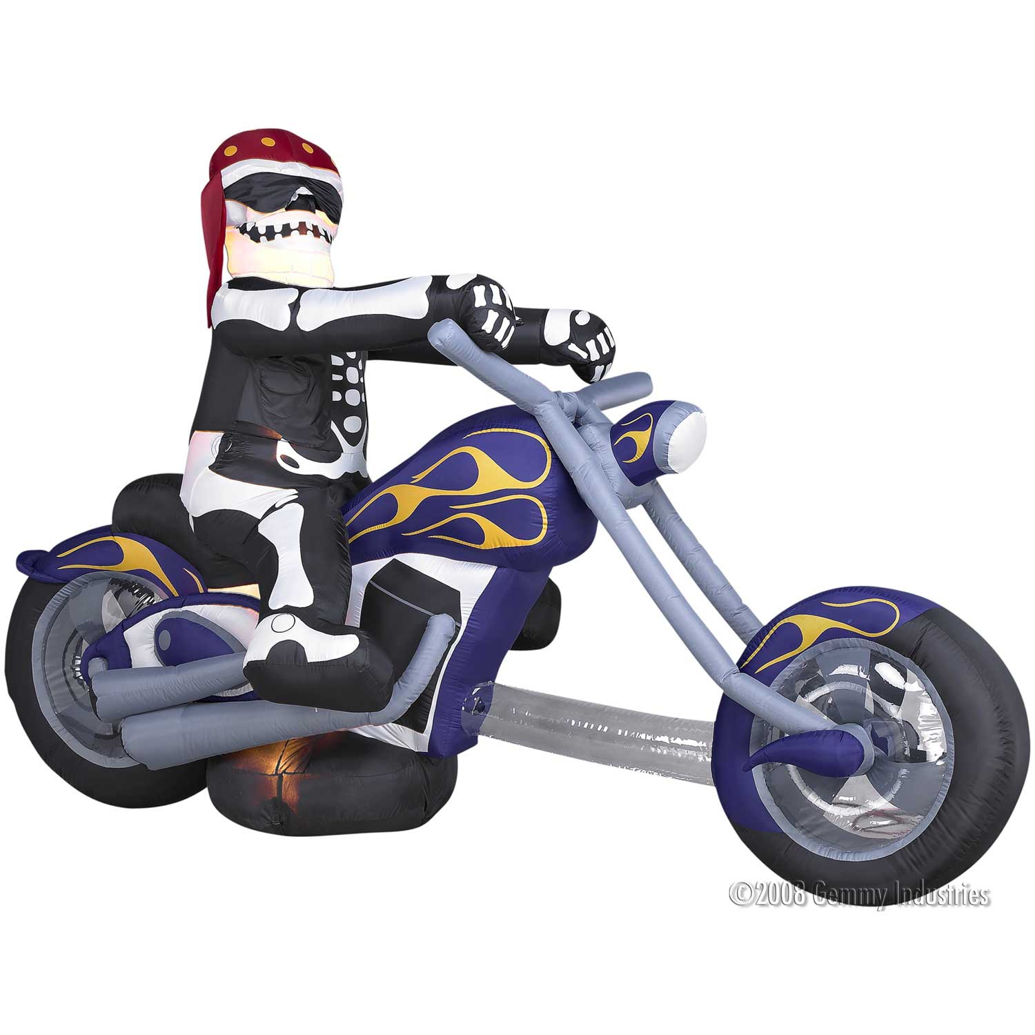 Outdoor christmas decorations  inflatable skeleton on purple chopper Outdoor christmas decorations  inflatable skeleton on purple chopper