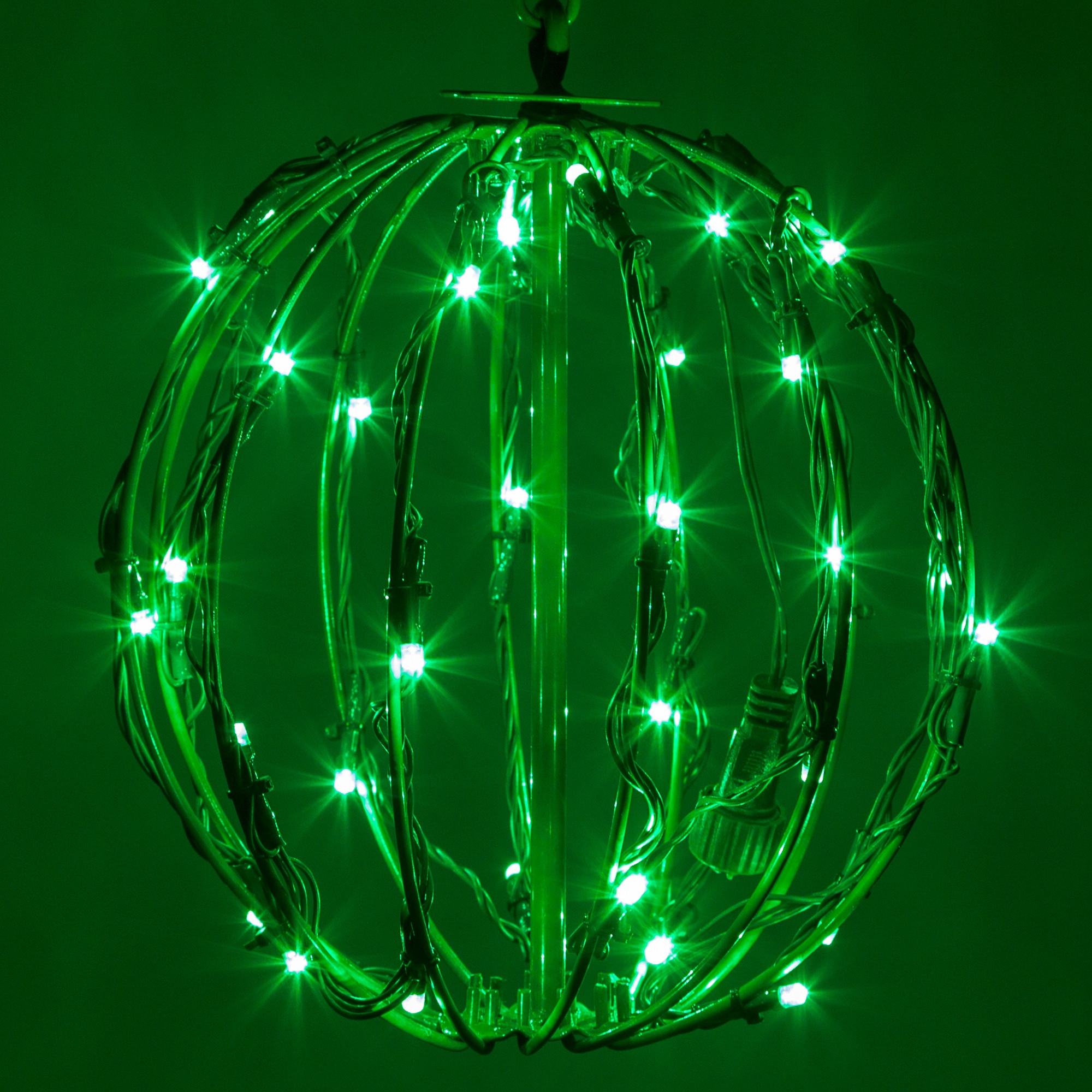 Green LED Christmas Light Ball, Fold Flat Green Frame