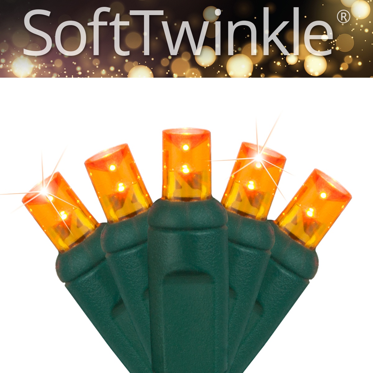 5mm Amber SoftTwinkle LED Christmas Lights