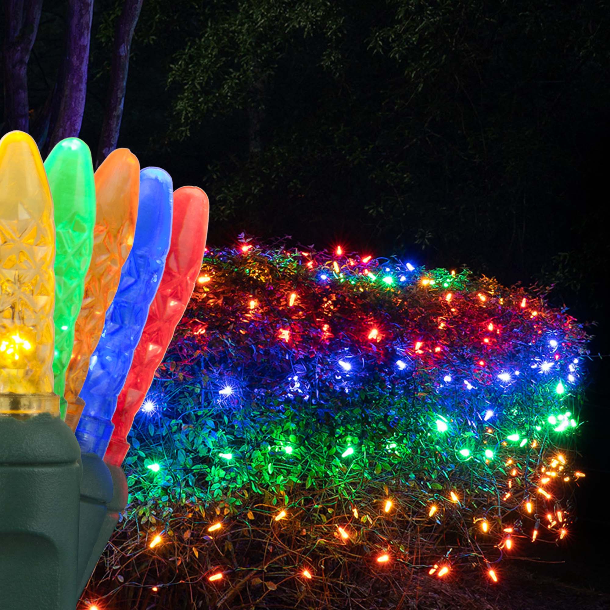 M5 Multicolor LED Net Lights, Green Wire
