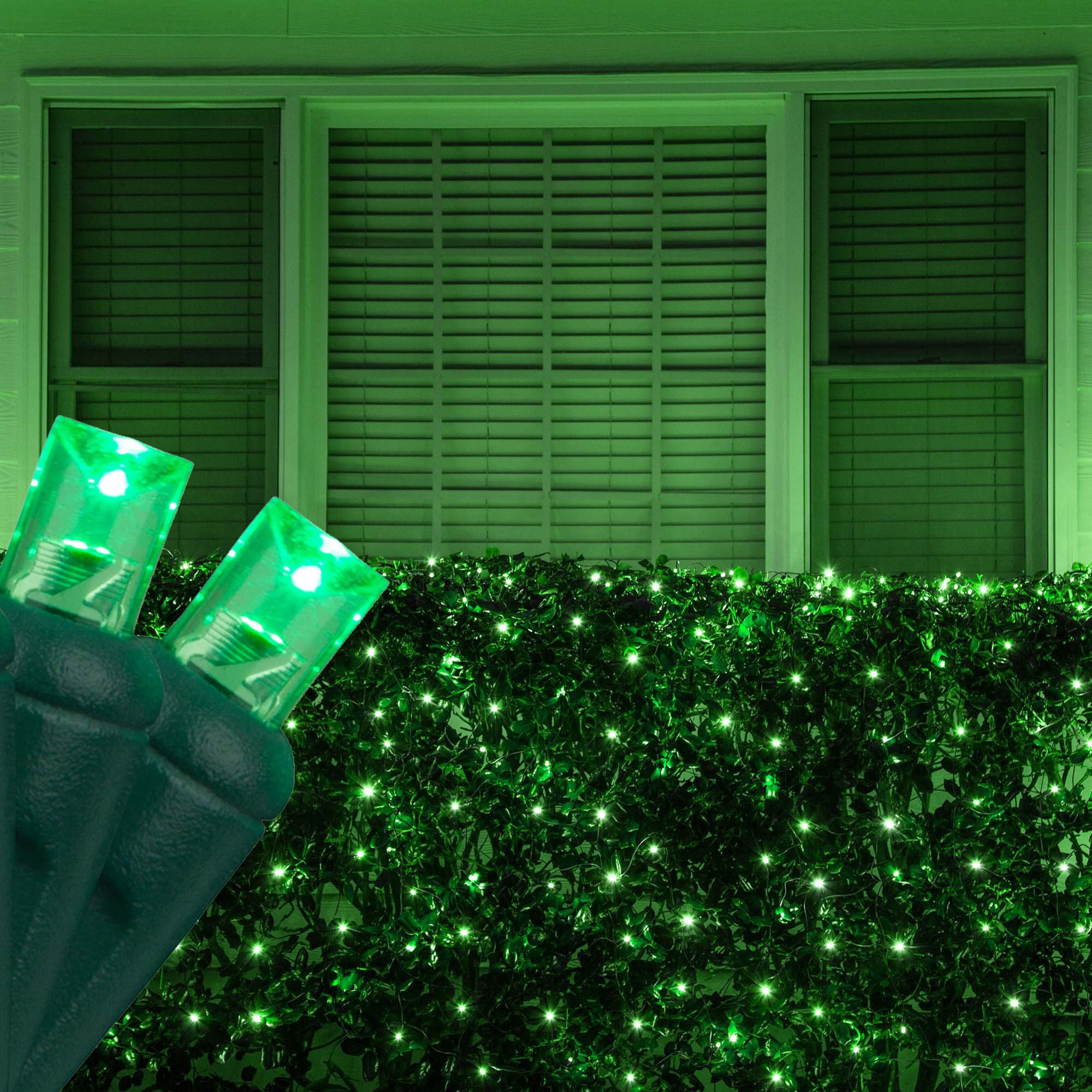 5mm Green LED Net Lights, Green Wire