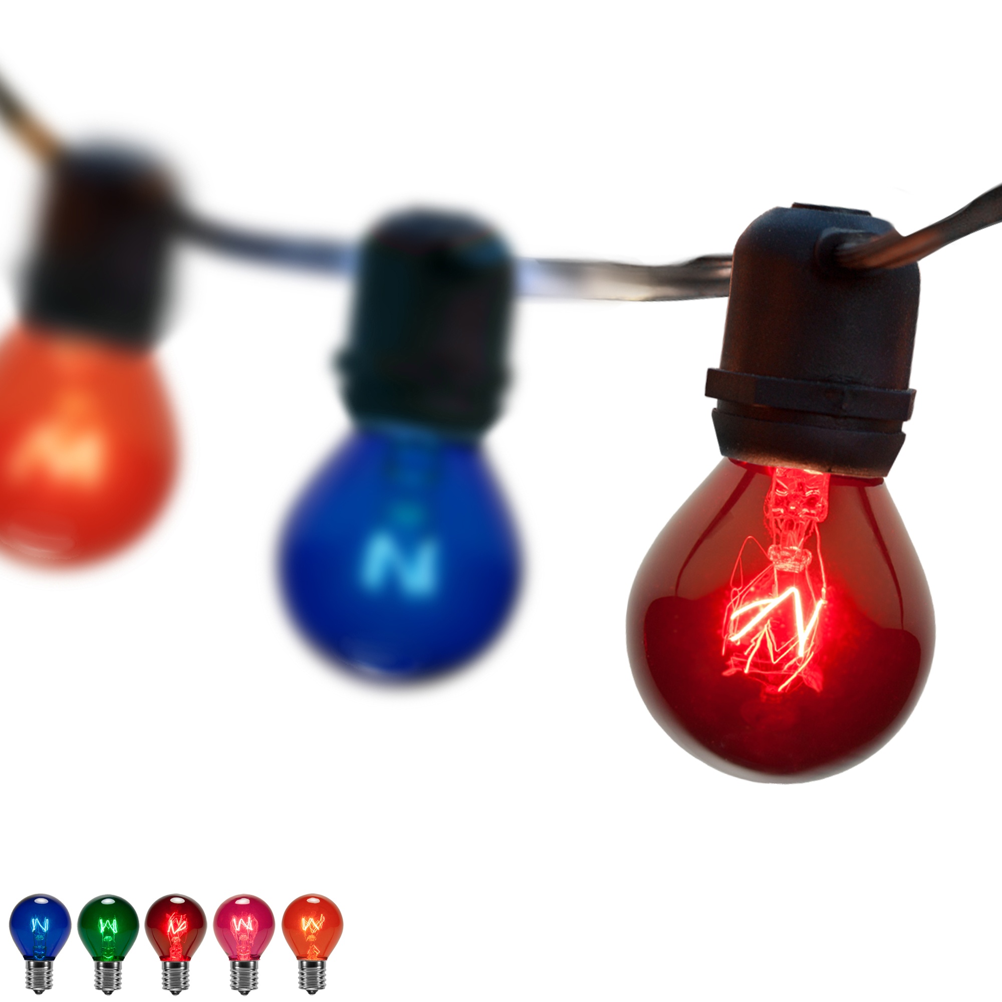 Patio Lights Commercial Multicolor Party Lights, S11 Bulbs on Black Wire