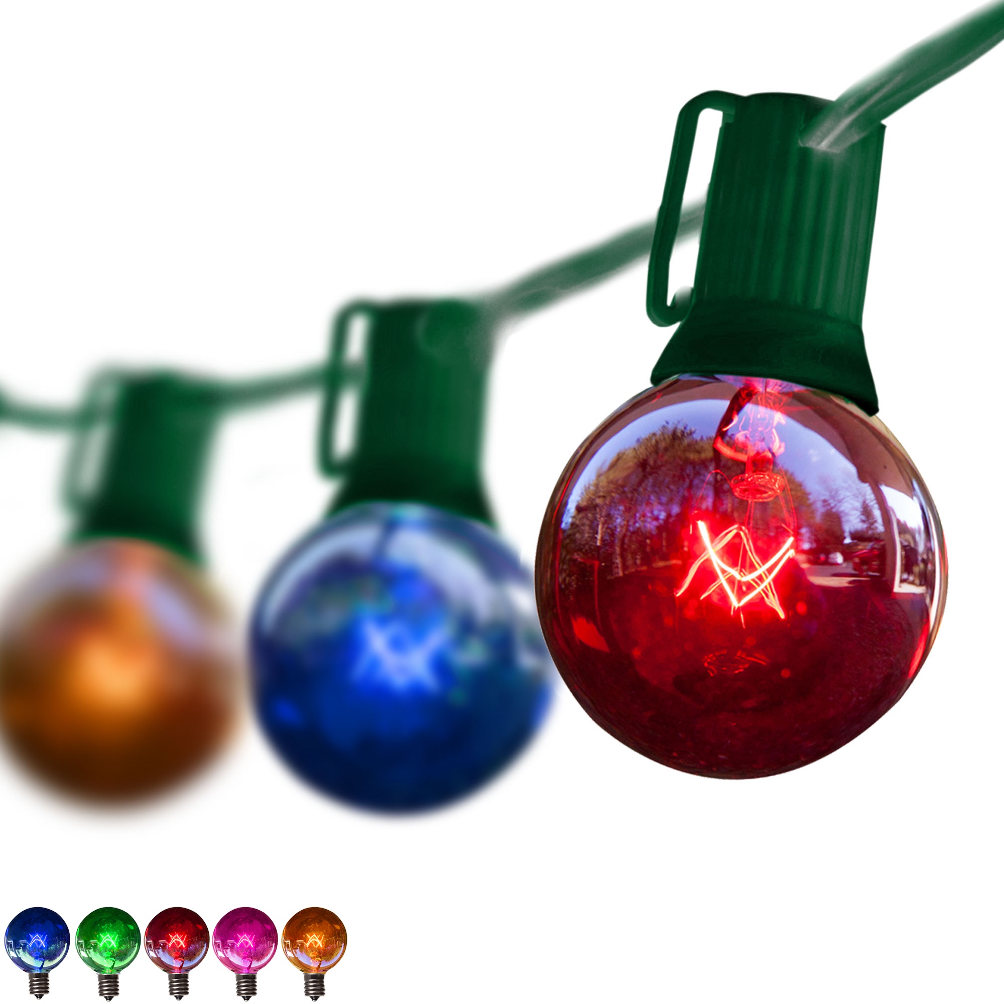 Christmas Lights 25 G40 Transparent Multicolor Patio Lights