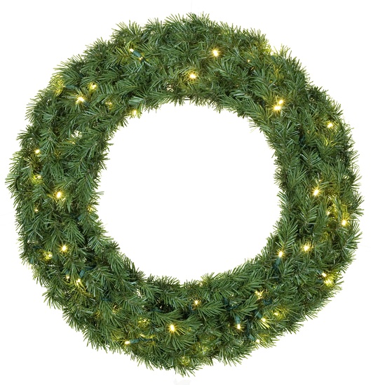 24" Pre-lit Balsam Fir LED Holiday Wreath, 50 Warm White Lights