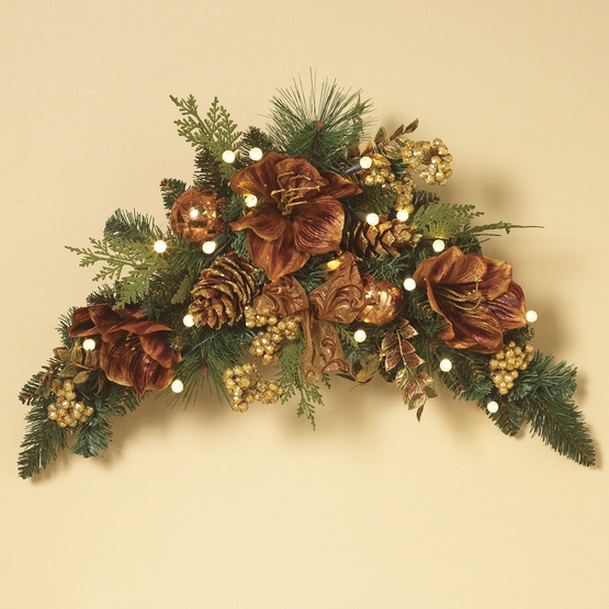 Decorative Garland Gilded Prelit LED Swag Christmas Garland, Warm