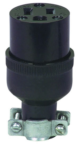 Black Female Thermoplastic 3 Prong Plug