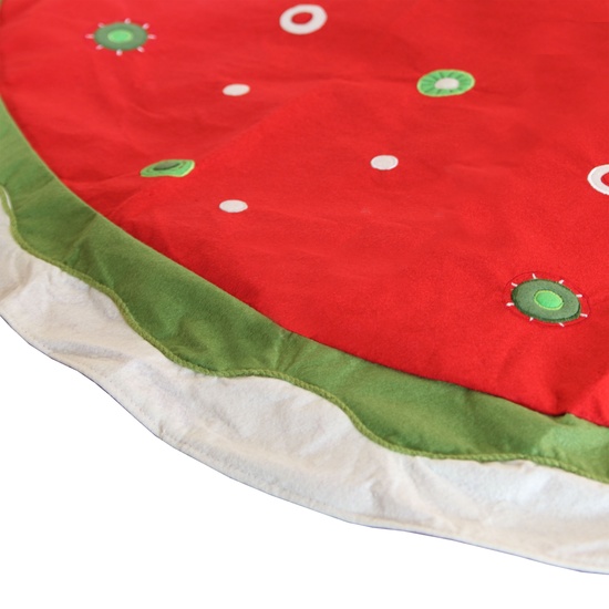56" Fabric Red Christmas Tree Skirt with Circles