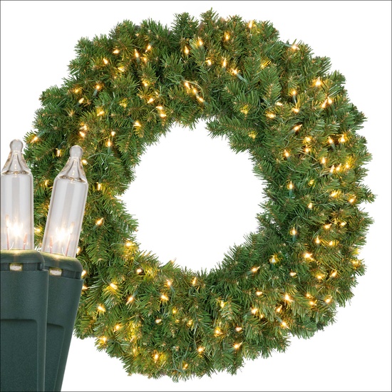 36" Pre-lit Commercial Sequoia Fir Christmas Christmas Wreath, 150 Clear Lights