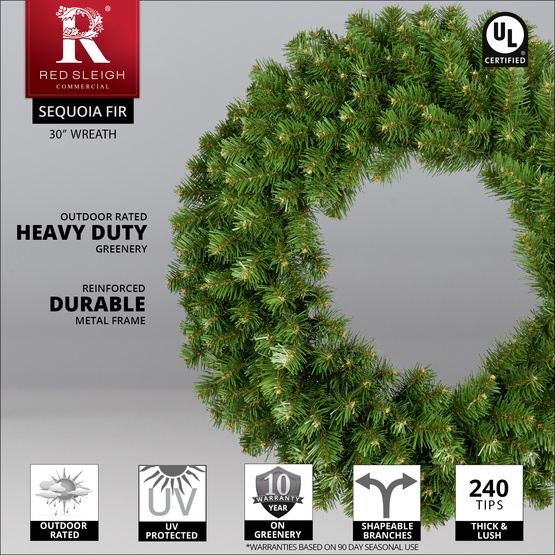 30" Sequoia Fir Commercial Unlit Wreath