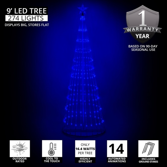 9' Blue LED Animated Lightshow Outdoor Christmas Tree