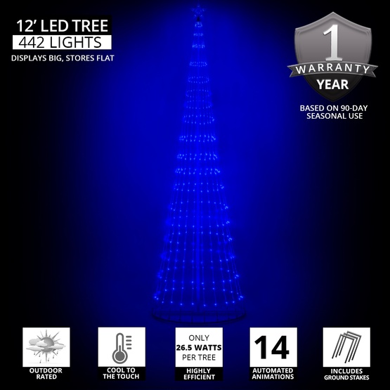 12' Blue LED Animated Lightshow Outdoor Christmas Tree