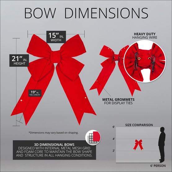 15" Red Imperial 3D Velvet Christmas Bow