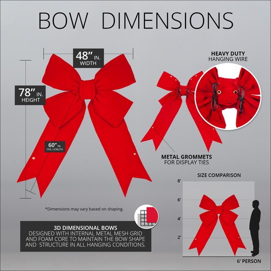 15" Red Imperial 3D Velvet Christmas Bow
