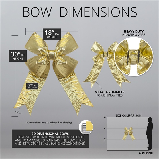 18" Gold Metallic 3D Lame Christmas Bow