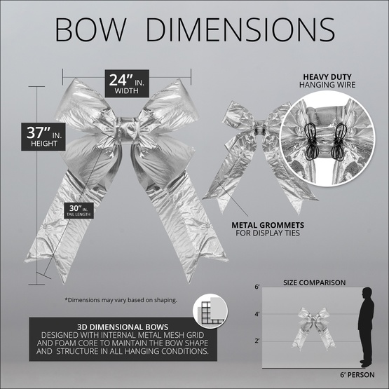 24" Silver Metallic 3D Lame Christmas Bow