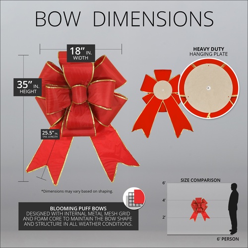18" Red with Gold Trim Blooming Puff Nylon Christmas Bow