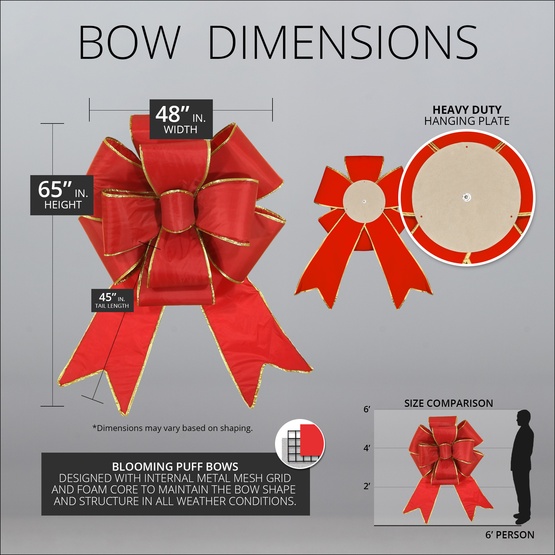 18" Red with Gold Trim Blooming Puff Nylon Christmas Bow